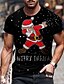 cheap Men&#039;s 3D T-shirts-Men&#039;s Unisex  T shirt 3D Print Graphic Prints Santa Claus Print Short Sleeve Tops Casual Designer Big and Tall Black / Summer