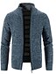 cheap Men&#039;s Cardigan Sweater-Men&#039;s Sweater Cardigan Sweater Zip Sweater Sweater Jacket Fleece Sweater Ribbed Knit Zipper Solid Color Stand Collar Casual Daily Clothing Apparel Winter Fall Black Blue XS S M
