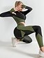 cheap Sports &amp; Outdoors-Women&#039;s Tracksuit Yoga Suit 2 Piece Seamless Winter Leggings Crop Top Clothing Suit Patchwork Navy Light Green Yoga Fitness Gym Workout Nylon Tummy Control Butt Lift Quick Dry High Waist Long Sleeve
