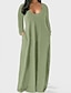 cheap Basic Dresses-Women‘s Plus Size Curve Shift Dress Solid Color Boat Neck Long Sleeve Spring Fall Basic Casual Maxi long Dress Daily Vacation Dress