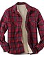 cheap Overshirts-Men&#039;s Winter Jacket Shirt Jacket Winter Coat Sherpa jacket Flannel Jacket Warm Casual Jacket Outerwear Plaid / Check Red