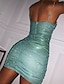 cheap Dresses-Women&#039;s Short Mini Dress Bodycon Pink Light Green Sleeveless Backless Ruched Pure Color cold shoulder Spring Summer Party Personalized Stylish Hot 2022 Slim S M L XL XXL