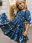 cheap Dresses-Kids Girls&#039; Dress Graphic Short Sleeve Sports &amp; Outdoor Daily Ruched Cute Princess Polyester Knee-length A Line Dress Summer Spring 3-10 Years Blue