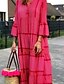 cheap Casual Dresses-Women&#039;s Swing Dress Maxi long Dress Red 3/4 Length Sleeve Geometric Patchwork Print Spring Summer V Neck Casual Boho Holiday Flare Cuff Sleeve Loose 2021 S M L XL XXL 3XL