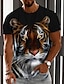 cheap Men&#039;s 3D Tee-Men&#039;s Unisex T shirt Tee Tiger Graphic Prints Crew Neck Black 3D Print Daily Holiday Short Sleeve Print Clothing Apparel Designer Casual Big and Tall / Summer / Summer