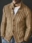cheap Men&#039;s Clothing-Men&#039;s Sweater Cardigan Sweater Coat Vintage Style Y Neck Thick Winter Gray khaki