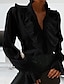 ieftine Bluze &amp; Cămăși Damă-Pentru femei Cămașă Bluză Negru Alb Simplu Manșon Lung Elegant Casual Guler în picioare Regulat S