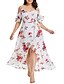 cheap Plus Size Dresses-Women&#039;s Plus Size Floral Swing Dress Split V Neck Short Sleeve Casual Spring Summer Causal Daily Maxi long Dress Dress / Print