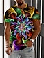 cheap Men&#039;s 3D T-shirts-Men&#039;s Unisex T shirt 3D Print Graphic Prints Spiral Stripe Crew Neck Daily Holiday Print Short Sleeve Tops Casual Designer Big and Tall Rainbow / Summer