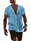 cheap Men&#039;s Clothing-Men&#039;s T shirt Tee T-shirt Sleeve Y Neck Thin Spring &amp;  Fall Summer Light Blue White Black