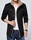 abordables Chaquetas y abrigos de hombre-Hombre Chaqueta Diario Invierno Regular Abrigo Cuello Camisero Delgado Básico Chaquetas Manga Larga Color sólido Negro Azul Marino Caqui / Piel Sintética