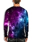 cheap Men&#039;s 3D T-shirts-Men&#039;s Unisex T shirt 3D Print Galaxy Graphic Prints Crew Neck Daily Holiday Print Long Sleeve Tops Casual Designer Big and Tall Purple