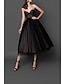 cheap Cocktail Dresses-Ball Gown Cocktail Black Dress Vintage Dress Homecoming Cocktail Party Tea Length Sleeveless Strapless Wednesday Addams Family Tulle with Polka Dot 2024