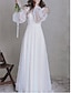 cheap Wedding Dresses-Hall Casual Wedding Dresses Floor Length A-Line Long Sleeve Jewel Neck Tulle With Pleats Pearls 2023 Bridal Gowns