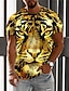 お買い得  動物とマペット-男性用 男女兼用 Tシャツ 動物 虎 グラフィック クルーネック ブラック ゴールド イエロー オレンジ ブラウン 3Dプリント 日常 祝日 半袖 プリント 衣類 デザイナー カジュアル 大きくて背が高い