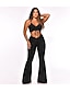 cheap Two Piece Set-Women&#039;s Sexy Streetwear Plain Casual Vacation Two Piece Set Strap Wide leg pants Bell bottoms Crop Top Tank Top Camis Backless Ruched Drawstring Tops
