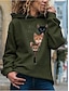 cheap Hoodies &amp; Sweatshirts-Women&#039;s Cat Pullover Hoodie Sweatshirt Patchwork Print 3D Print Casual Daily Basic Hoodies Sweatshirts  Loose Blue Gray