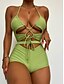 cheap Bikini Sets-Women&#039;s Swimwear Bikini 2 Piece Normal Swimsuit Push Up Solid Color Black Light Green Padded Plunge Bathing Suits New Vacation Sexy / Padded Bras