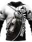 cheap Men&#039;s 3D Hoodies-Men&#039;s Pullover Hoodie Sweatshirt Graphic Prints Horse Print Casual Daily Sports 3D Print Sportswear Casual Hoodies Sweatshirts  Black And White