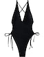 cheap One-piece swimsuits-Women&#039;s Swimwear One Piece Monokini Normal Swimsuit Tummy Control Open Back Solid Color Black White Green Plunge Bathing Suits New Vacation Fashion