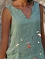 Χαμηλού Κόστους Print Φορέματα-Γυναικεία Φόρεμα ριχτό Μίντι φόρεμα Θαλασσί Πράσινο του τριφυλλιού Αμάνικο Φλοράλ Στάμπα Καλοκαίρι Άνοιξη Λαιμόκοψη V Κομψό Χαλαρή Εφαρμογή 2023 M L XL XXL 3XL 4XL