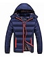 cheap Men&#039;s Outerwear-Men&#039;s Padded Long Coat Loose Jacket Solid Colored Blue Black Red