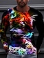 billige Geometrisk-Herre Unisex T skjorte Tiger Grafiske trykk Crew-hals Svart 3D-utskrift Daglig Ferie Langermet Trykt mønster Klær Designer Fritid Stor og høy