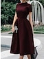 Χαμηλού Κόστους Κοκτέιλ Φορέματα-Γραμμή Α Κοκτέιλ Φορέματα Κομψό Φόρεμα Ημέρα του Αγίου Βαλεντίνου Επισκέπτης γάμου Μέχρι τον αστράγαλο Κοντομάνικο Ζιβάγκο Ύφασμα Stretch με Πλισέ 2024