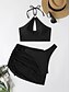 cheap Bikini Sets-Women&#039;s Swimwear Bikini Three Piece Normal Swimsuit Cut Out Solid Color Black Padded Strap Bathing Suits New Vacation Hawaiian