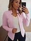 cheap Blazers-Women&#039;s Blazer Winter Spring Valentine&#039;s Day Short Coat Breathable Slim Business Casual Jacket Long Sleeve Classic Style Solid Color Light Pink Creamy-white White