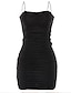 cheap Party Dresses-Women&#039;s Strap Dress Short Mini Dress Black Sleeveless Solid Color Ruched Summer cold shoulder Basic Hot Sexy 2022 S M L XL XXL 3XL
