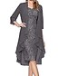 cheap Party Dresses-Women&#039;s Two Piece Dress Party Dress Lace Dress Dress Set Knee Length Dress Black Brown Gray Long Sleeve Floral Lace Spring Fall Autumn V Neck Party Fall Dress Slim 2023 S M L XL XXL 3XL 4XL 5XL