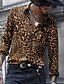 cheap Men&#039;s Printed Shirts-Men&#039;s Shirt Leopard Classic Collar Black Pink Blue Brown Green Other Prints Street Casual Long Sleeve Print Clothing Apparel Fashion Designer Business Casual