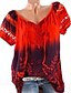 cheap Plus Size Tops-Women&#039;s Plus Size Tops T shirt Floral Short Sleeve Streetwear V Neck Polyester Daily Going out Spring Summer Light Blue Watermelon Red / Slim