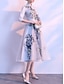 זול שמלות לאם הכלה-גזרת A שמלה לאם הכלה  אלגנטית וינטאג&#039; צווארון גבוה באורך הקרסול תחרה טול חצי שרוול עם אפליקציות 2024