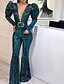 cheap Women&#039;s Jumpsuits-Women&#039;s Casual Casual Daily Daily Wear Date Plunging Green Jumpsuit Solid Colored Lace up
