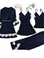 cheap Women&#039;s Sleep &amp; Lounge-Women&#039;s 4 Pieces Pajamas Robes Gown Nightgown Sets Simple Fashion Retro Pure Color Lace Home Party Daily Straps Gift Tank Top Long Sleeve Basic Pant Fall Winter Belt Included Chest pads Green Black
