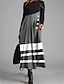 cheap Maxi Dresses-Women&#039;s Shift Dress Maxi long Dress Gray Long Sleeve Striped Color Block Button Fall Winter Round Neck Casual Modern 2022 M L XL XXL 3XL