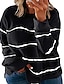 cheap Women&#039;s Hoodies &amp; Sweatshirts-Women&#039;s Cotton Striped Basic Casual Ruched Black White Pink Daily Going out Crew Neck Long Sleeve Micro-elastic Fall Winter Fall &amp; Winter