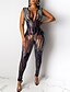 cheap Catsuits-Women&#039;s Jumpsuit Solid Color U Neck Active Party Club Bodycon Sleeveless Black S M L Fall
