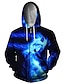 cheap Graphic Hoodies-Men&#039;s Full Zip Hoodie Jacket Zipper Print Designer Casual Big and Tall Graphic Graphic Prints Wolf Print Hooded Daily Sports Long Sleeve Clothing Clothes Regular Fit Blue