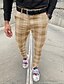 cheap Chinos-Men&#039;s Chinos Trousers Jogger Pants Plaid Dress Pants Pocket Stripe Lattice Windproof Warm Full Length Casual Daily Cotton Blend Stylish Simple Wine Khaki Micro-elastic / Winter / Spring