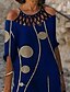 cheap Print Dresses-Women&#039;s Casual Dress Midi Dress Black Wine Royal Blue Half Sleeve Print Hollow Out Summer Spring Halter Elegant Loose Fit 2023 S M L XL XXL 3XL