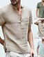 cheap Men&#039;s Clothing-100% Cotton men&#039;s linen button solid color v-neck short sleeve pocket t-shirt