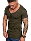 cheap Men&#039;s Clothing-men&#039;s  solid color short-sleeved t-shirt diagonal stripes stitching v-neck slim t-shirt