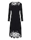 cheap Party Dresses-A-Line Cocktail Dresses Plus Size Dress Party Wear Wedding Guest Ankle Length Long Sleeve Jewel Neck Spandex with Lace Insert Pure Color 2023