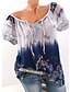 cheap Plus Size Tops-Women&#039;s Plus Size Tops T shirt Floral Short Sleeve Streetwear V Neck Polyester Daily Going out Spring Summer Light Blue Watermelon Red / Slim