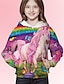 preiswerte Hoodies&amp;Sweatshirts 3d des Mädchens-Kinder Mädchen Kapuzenshirt Langarm Rosa 3D-Druck Regenbogen Einhorn Tier Tasche Täglich Innen Outdoor Aktiv Modisch Täglich Sport 3-12 Jahre