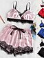 cheap Women&#039;s Sleep &amp; Lounge-Women&#039;s 1 set Pajamas Sets Simple Lovers Gothic Pure Color Spandex Home Daily Vacation Straps Breathable Gift Sleeveless Backless Lace Spring Summer Black Blue / Bow