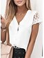 cheap Women&#039;s Clothing-Women&#039;s Lace Plain Spring Regular White